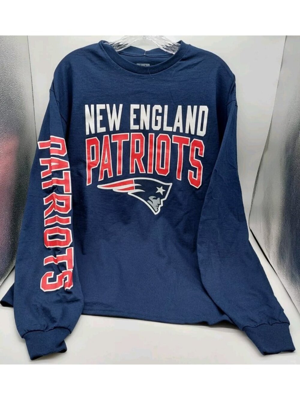 New England Patriots Blue Junk Food Long Sleeve T-Shirt Mens Large NWT